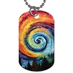 Cosmic Rainbow Quilt Artistic Swirl Spiral Forest Silhouette Fantasy Dog Tag (One Side)