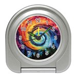 Cosmic Rainbow Quilt Artistic Swirl Spiral Forest Silhouette Fantasy Travel Alarm Clock