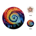Cosmic Rainbow Quilt Artistic Swirl Spiral Forest Silhouette Fantasy Playing Cards Single Design (Round)