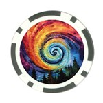 Cosmic Rainbow Quilt Artistic Swirl Spiral Forest Silhouette Fantasy Poker Chip Card Guard