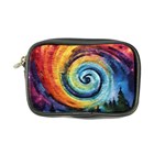 Cosmic Rainbow Quilt Artistic Swirl Spiral Forest Silhouette Fantasy Coin Purse