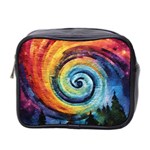 Cosmic Rainbow Quilt Artistic Swirl Spiral Forest Silhouette Fantasy Mini Toiletries Bag (Two Sides)
