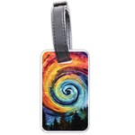 Cosmic Rainbow Quilt Artistic Swirl Spiral Forest Silhouette Fantasy Luggage Tag (one side)