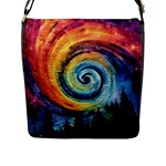 Cosmic Rainbow Quilt Artistic Swirl Spiral Forest Silhouette Fantasy Flap Closure Messenger Bag (L)