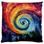 Cosmic Rainbow Quilt Artistic Swirl Spiral Forest Silhouette Fantasy Standard Premium Plush Fleece Cushion Case (One Side)