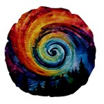 Cosmic Rainbow Quilt Artistic Swirl Spiral Forest Silhouette Fantasy Large 18  Premium Flano Round Cushions