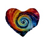 Cosmic Rainbow Quilt Artistic Swirl Spiral Forest Silhouette Fantasy Standard 16  Premium Flano Heart Shape Cushions