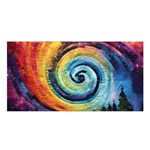 Cosmic Rainbow Quilt Artistic Swirl Spiral Forest Silhouette Fantasy Satin Shawl 45  x 80 