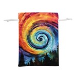 Cosmic Rainbow Quilt Artistic Swirl Spiral Forest Silhouette Fantasy Lightweight Drawstring Pouch (L)