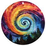Cosmic Rainbow Quilt Artistic Swirl Spiral Forest Silhouette Fantasy UV Print Acrylic Ornament Round