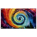 Cosmic Rainbow Quilt Artistic Swirl Spiral Forest Silhouette Fantasy Banner and Sign 7  x 4 