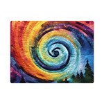 Cosmic Rainbow Quilt Artistic Swirl Spiral Forest Silhouette Fantasy Premium Plush Fleece Blanket (Mini)