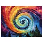 Cosmic Rainbow Quilt Artistic Swirl Spiral Forest Silhouette Fantasy Premium Plush Fleece Blanket (Extra Small)