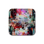 Digital Computer Technology Office Information Modern Media Web Connection Art Creatively Colorful C Rubber Square Coaster (4 pack)