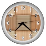 Wooden Wickerwork Texture Square Pattern Wall Clock (Silver)