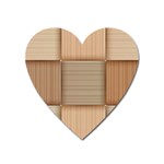 Wooden Wickerwork Texture Square Pattern Heart Magnet
