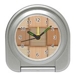 Wooden Wickerwork Texture Square Pattern Travel Alarm Clock