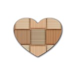 Wooden Wickerwork Texture Square Pattern Rubber Coaster (Heart)