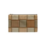 Wooden Wickerwork Texture Square Pattern Cosmetic Bag (Small)