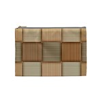 Wooden Wickerwork Texture Square Pattern Cosmetic Bag (Medium)