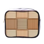 Wooden Wickerwork Texture Square Pattern Mini Toiletries Bag (One Side)