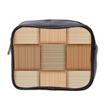 Wooden Wickerwork Texture Square Pattern Mini Toiletries Bag (Two Sides)