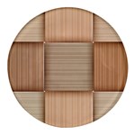 Wooden Wickerwork Texture Square Pattern Round Glass Fridge Magnet (4 pack)