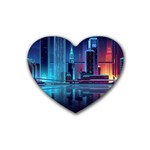 Digital Art Artwork Illustration Vector Buiding City Rubber Heart Coaster (4 pack)