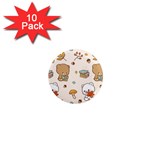 Bear Cartoon Background Pattern Seamless Animal 1  Mini Magnet (10 pack) 