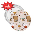 Bear Cartoon Background Pattern Seamless Animal 2.25  Buttons (10 pack) 