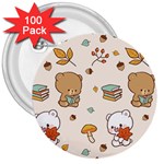 Bear Cartoon Background Pattern Seamless Animal 3  Buttons (100 pack) 