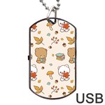Bear Cartoon Background Pattern Seamless Animal Dog Tag USB Flash (One Side)