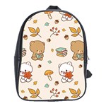 Bear Cartoon Background Pattern Seamless Animal School Bag (XL)