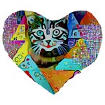 Kitten Cat Pet Animal Adorable Fluffy Cute Kitty Large 19  Premium Heart Shape Cushions