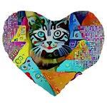 Kitten Cat Pet Animal Adorable Fluffy Cute Kitty Large 19  Premium Flano Heart Shape Cushions
