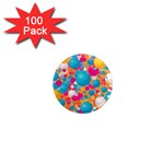 Circles Art Seamless Repeat Bright Colors Colorful 1  Mini Magnets (100 pack) 