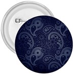 Blue Paisley Texture, Blue Paisley Ornament 3  Buttons