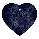 Blue Paisley Texture, Blue Paisley Ornament Ornament (Heart)