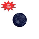 Blue Paisley Texture, Blue Paisley Ornament 1  Mini Buttons (10 pack) 