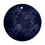 Blue Paisley Texture, Blue Paisley Ornament Round Ornament (Two Sides)