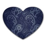Blue Paisley Texture, Blue Paisley Ornament Heart Mousepad