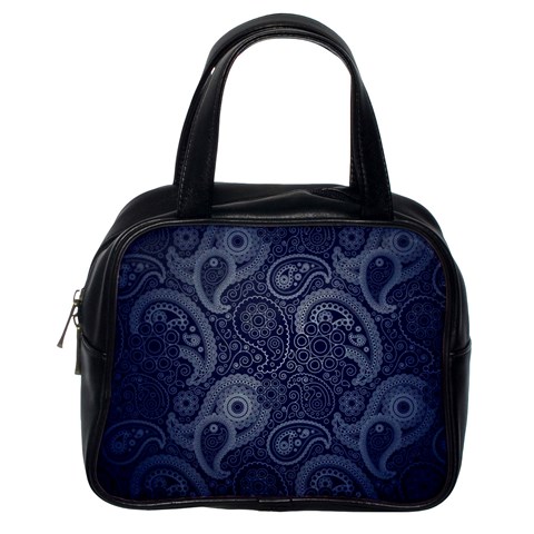 Blue Paisley Texture, Blue Paisley Ornament Classic Handbag (One Side) from UrbanLoad.com Front