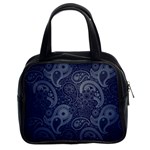 Blue Paisley Texture, Blue Paisley Ornament Classic Handbag (Two Sides)