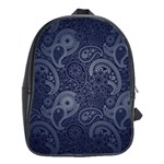 Blue Paisley Texture, Blue Paisley Ornament School Bag (Large)