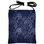 Blue Paisley Texture, Blue Paisley Ornament Shoulder Sling Bag