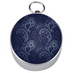 Blue Paisley Texture, Blue Paisley Ornament Silver Compasses
