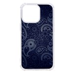 Blue Paisley Texture, Blue Paisley Ornament iPhone 13 Pro TPU UV Print Case