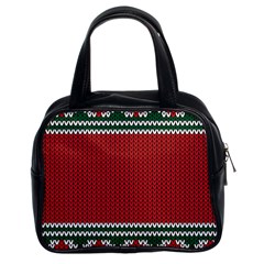 Christmas Pattern, Fabric Texture, Knitted Red Background Classic Handbag (Two Sides) from UrbanLoad.com Front