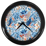 Berries Foliage Seasons Branches Seamless Background Nature Wall Clock (Black)