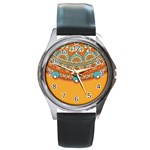 Mandala orange Round Metal Watch